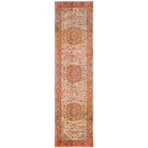 Vintage Persian Saffron/Cream 2 ft. x 6 ft. Border Runner Rug