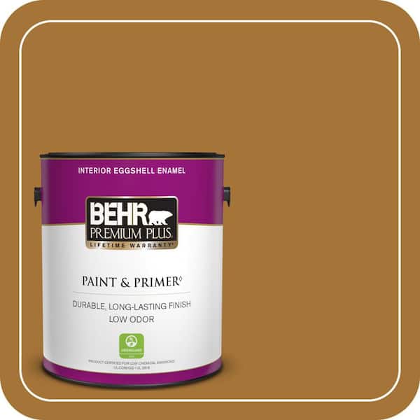 BEHR PREMIUM PLUS 1 gal. #310D-7 Mayan Gold Eggshell Enamel Low Odor Interior Paint & Primer