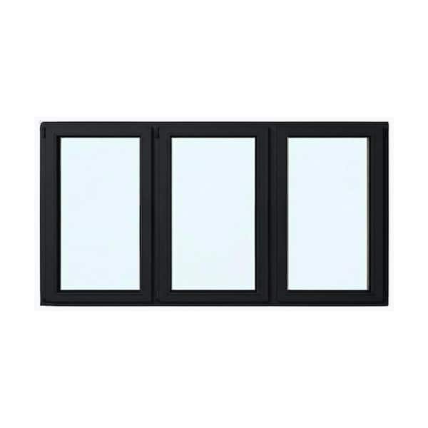 108 in. x 60 in. Elite Triple Pane Black Exterior/White Interior Vinyl Triple Tilt/Turn Window, Middle RH Inward Swing
