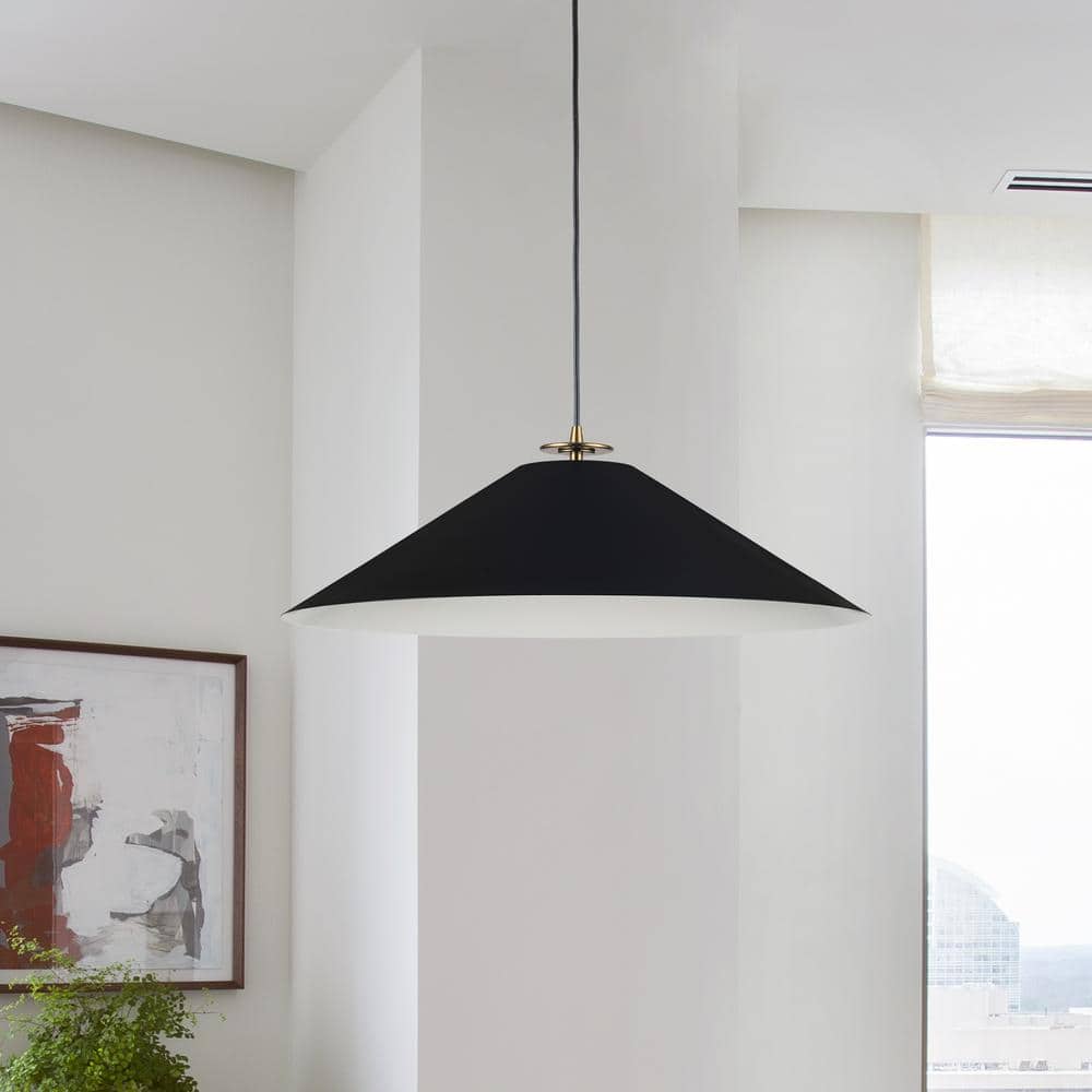 Prudence 24" Matte Black Modern Drum Pendant Light