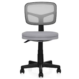 Grey Plastic Armless Office Chair Adjustable Swivel
