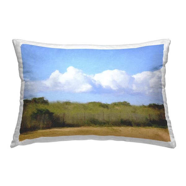 Stupell Industries Coastal Countryside View Green Print Polyester 14 in. x 20 in. Throw Pillow