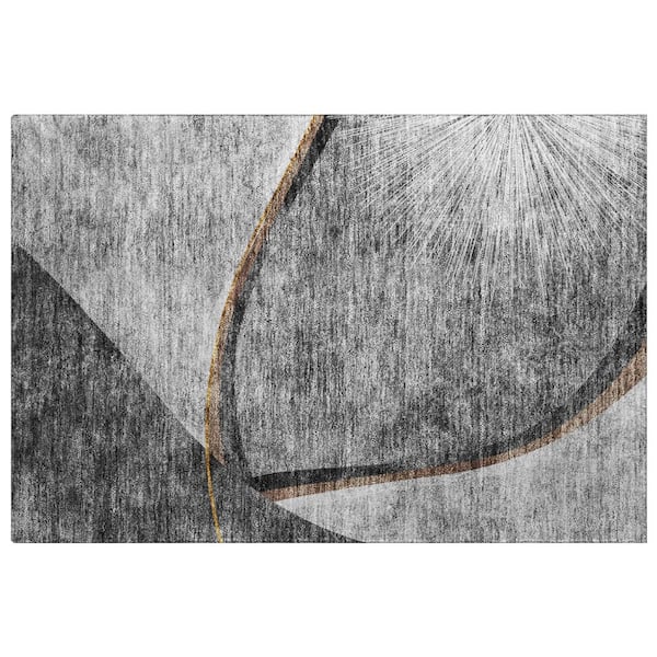 Dream Shag Premium Machine Washable Abstract ADS701 Gray 3 ft. x 4 ft. Area Rug