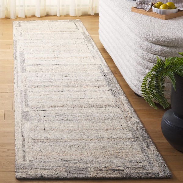 Restoration Vintage 2 ft. x 9 ft. Gray/Beige Geometric Abstract Runner Rug