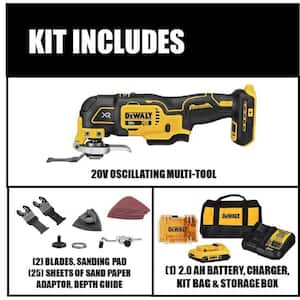 20V MAX XR Cordless Brushless 3-Speed Oscillating Multi Tool with (1) 20V 2.0Ah Battery and Charger