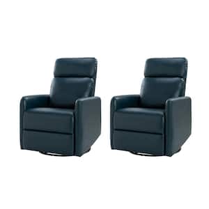 Manuel Turquoise Swivel Artificial Leather Recliner with Tufted Back (Set of 2)