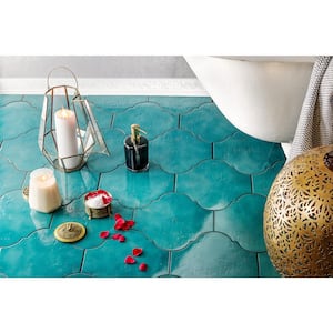 Appaloosa Arabesque Carribean Blue 8 in. x 10 in. Polished Porcelain Floor & Wall Tile (18 Pieces, 10.54 sq. ft. / box)