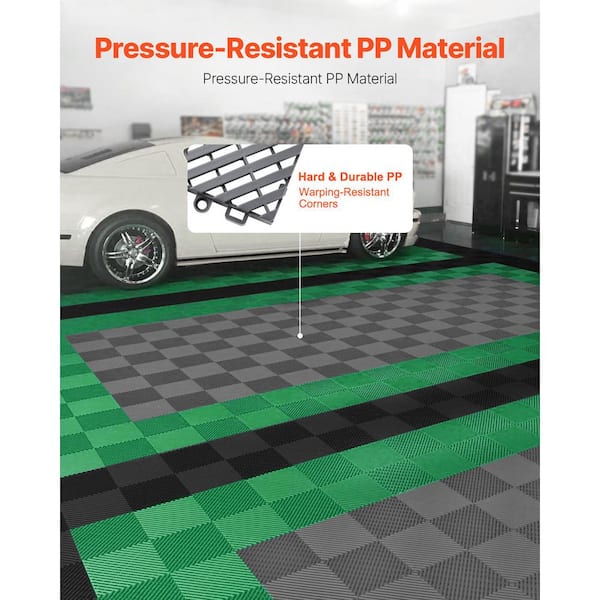 Interlocking Drainage Mat 12in. x 12in. Cushion 55-Piece Garage Floor Tile, 15.1 mm, Non-Slip Gray PP (55 sq. ft.)
