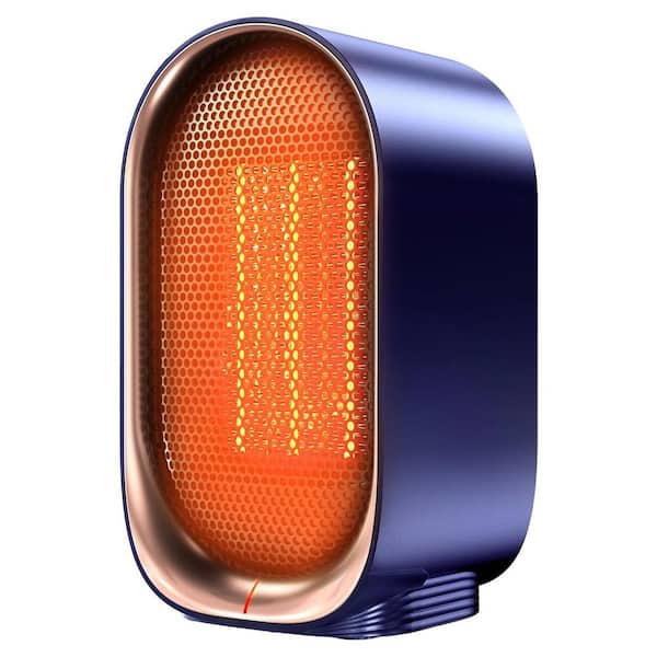 1000W Blue Indoor Electric Ceramic Desk Heater Radiant Heating Heater w Overheat Tip-Over Protection for Home Office