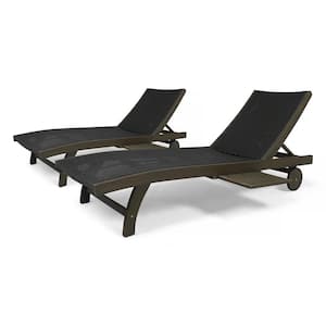 Colby Gray 2-Piece Acacia Wood Outdoor Patio Chaise Lounge
