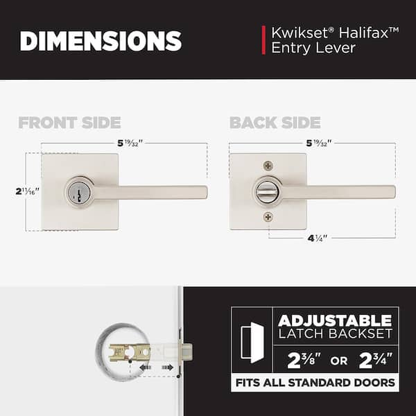 Kwikset Halifax Square Satin Nickel Keyed Entry Door Handle Handle