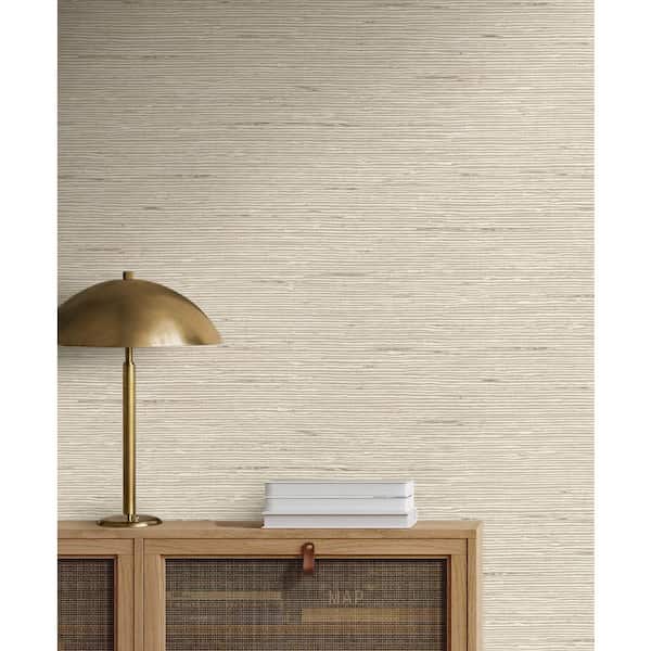 30.75 sq. ft. Natural Canvas the Karling Faux Grasscloth Vinyl Peel and Stick Wallpaper Roll