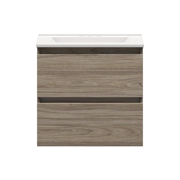 Glacier Bay Sidemere 24 in. W x 18 in. D Vanity in Savanna with Porcelain Vanity Top in Solid White with White Basin