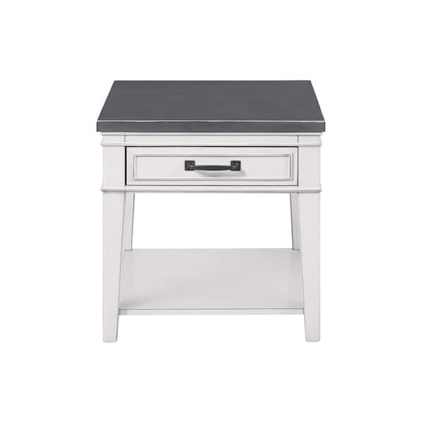 Martin Svensson Home Del Mar Antique White and Grey End Table
