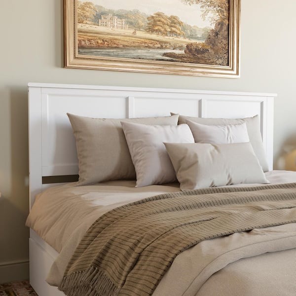 Madison White Solid Wood King Headboard with Attachable Turbo USB Device Charger