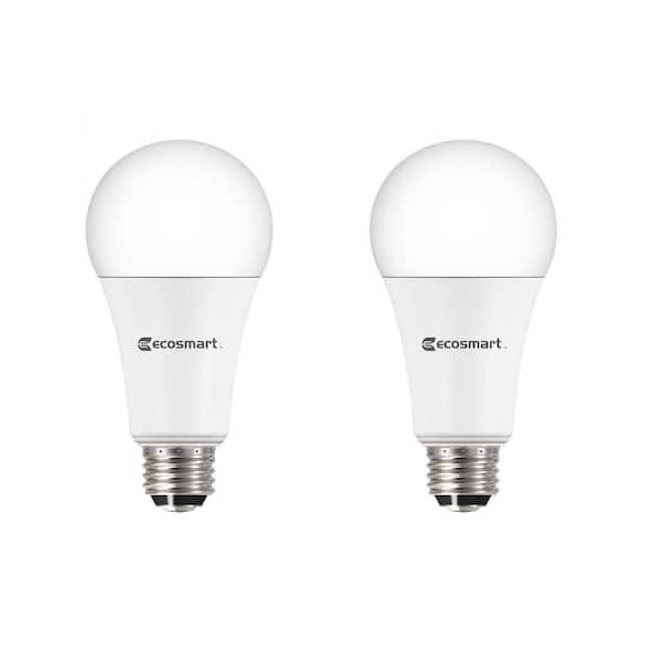 EcoSmart 40/60/100-Watt Equivalent A19 3-Way LED Light Bulb Daylight (2-Pack)