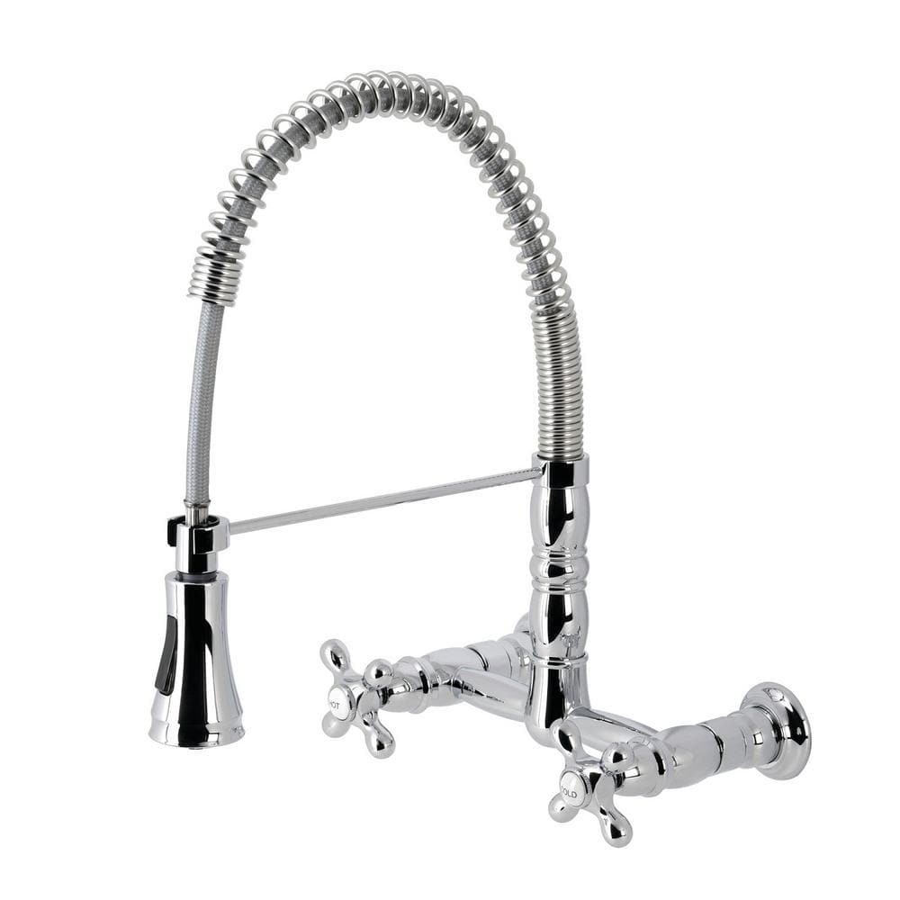 Heritage 2-Handle Wall Mount Pull Down Sprayer Kitchen Faucet in Polished Chrome price history on PriceWatchPro