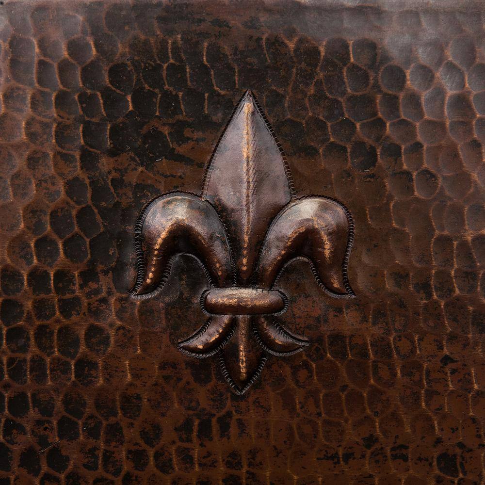 15" Square Fleur De Lis Copper Bar Sink