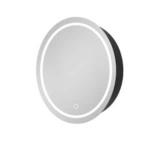 26 in. W x 26 in. H Round LED Dimmable Defogger Metal Wall Mount Medicine Cabinet with Mirror