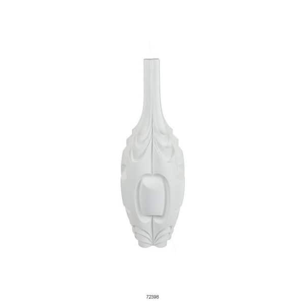 Benjara White Urn Resin Decorative Vase with Intricate Inset Details