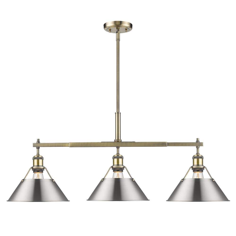 Orwell 3-Light Aged Brass with Pewter Linear Pendant Shade price history on PriceWatchPro
