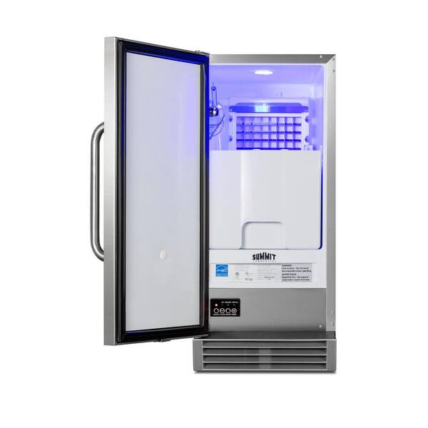 Tittla 24.3 in. 200 lbs. Built-in Ice Maker in Stainless Steel Flip-Up Door Scoop and Water Filter Blue LEDs Lighting, Silver/Stainless Steel HY90EF