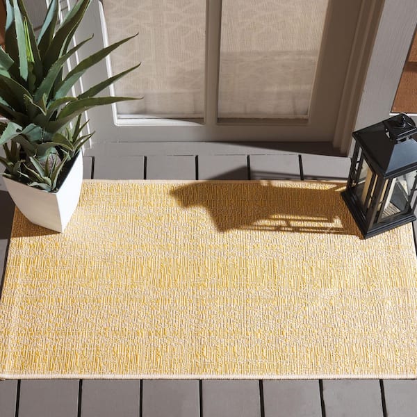 Courtyard Beige/Gold 2 ft. x 4 ft. Striped Diamond Indoor/Outdoor Area Rug