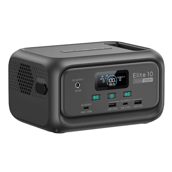 200W Continuous/600W Peak Output 128Wh Portable Power Station, Push Button Start Battery Solar Generator for Campsite