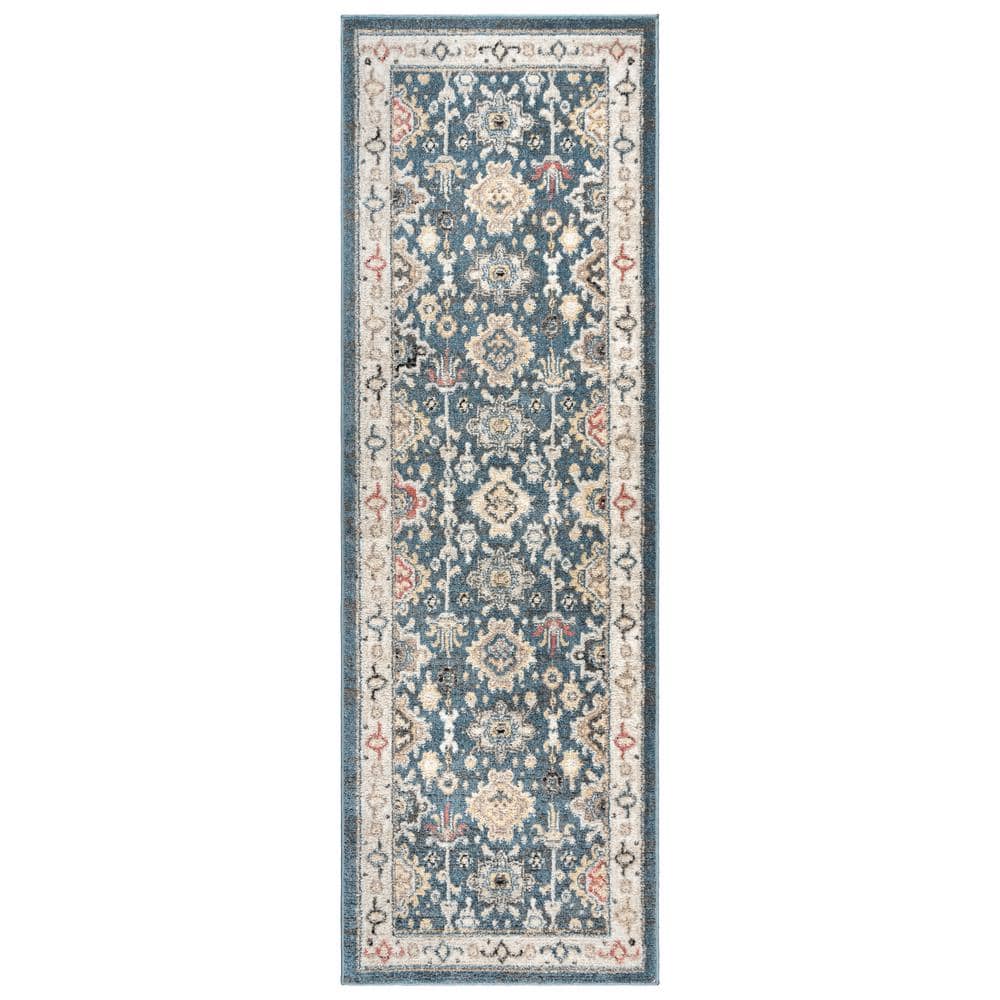 Hadley Blue Tufted Synthetic Runner Rug, 2'2" x 6'