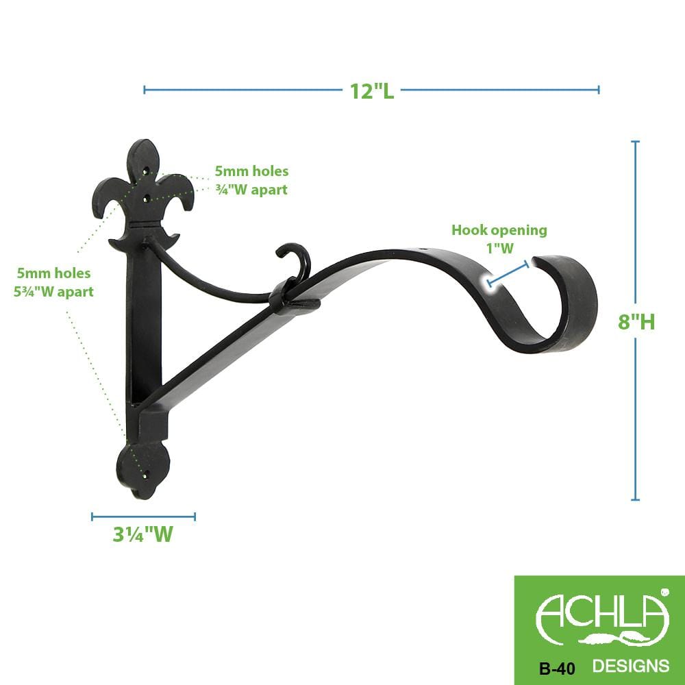 Small Black Wrought Iron Fleur De Lis Wall Bracket