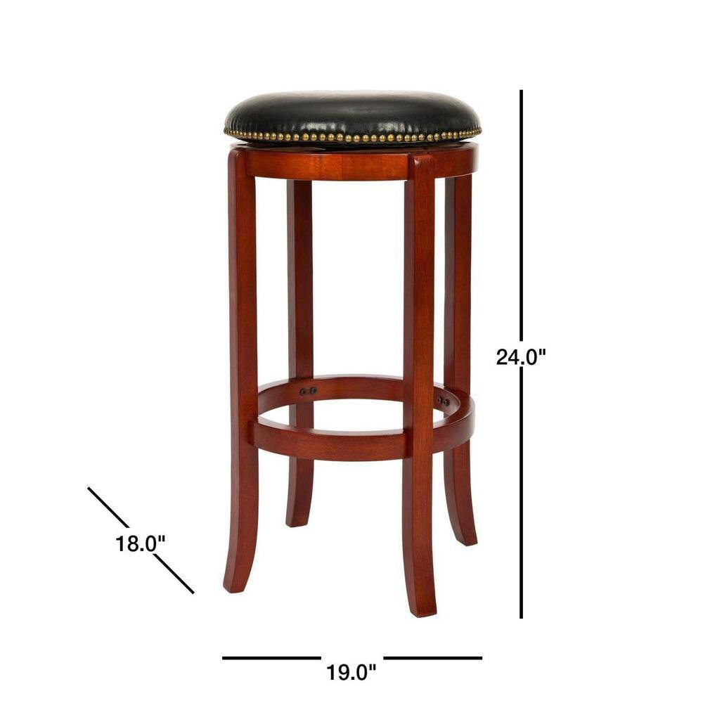 Ellwood Light Cherry and Black Leather Swivel Counter Stool