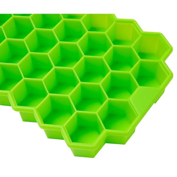 Ice Cube Tray for Freezer with Lid Silicone, 74 Hexagon Shape by PureHQ, 2  Pack 