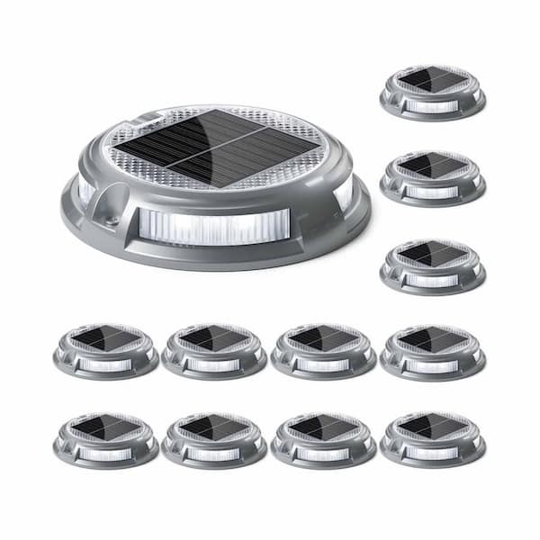 Solar Outdoor Driveway Lights 16-LEDs 11-Color Modes Waterproof for Driveway Step Walkway Pathway Ground Yard, 12-Pack