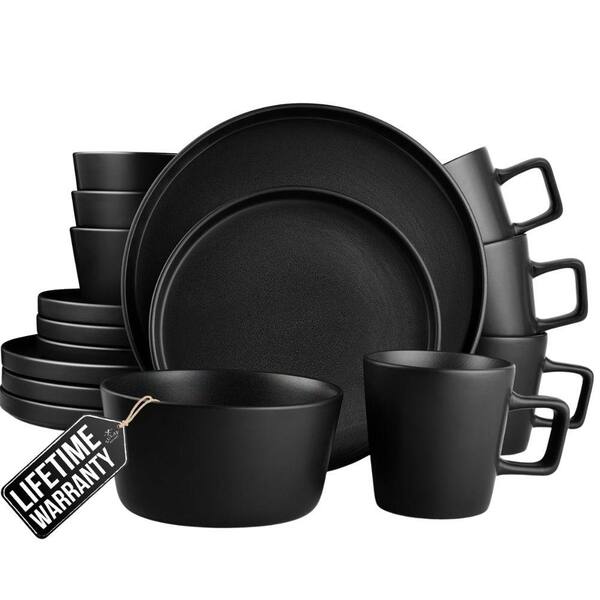 Zulay Kitchen 16-Piece Stoneware Dinnerware Set for 4, Chip and