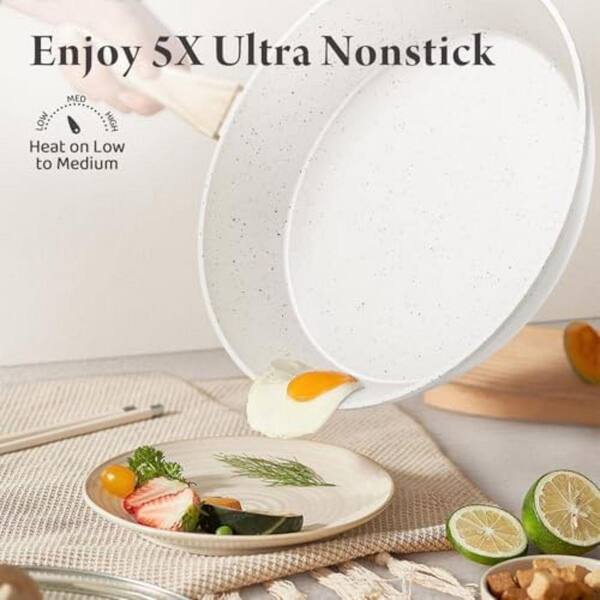 6.8 qt. Ceramic Cookware Set with 3 Stockpots, Non Stick, Healthy