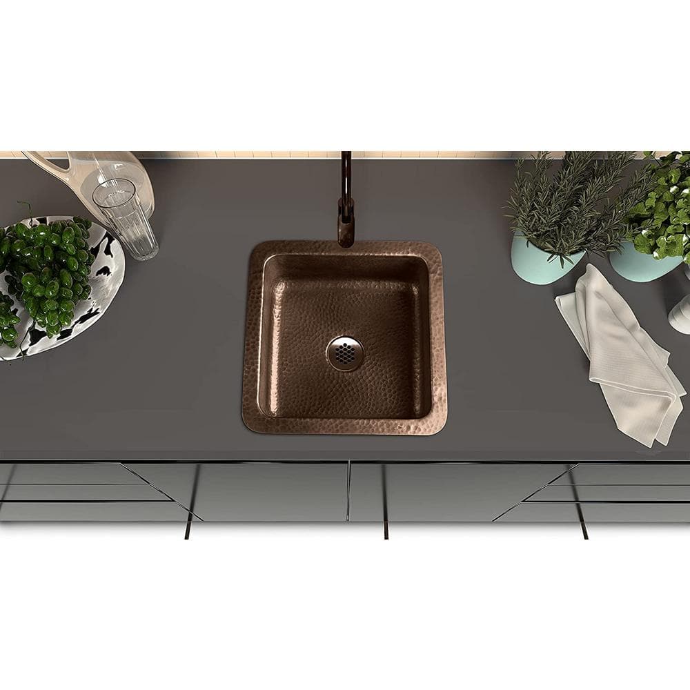 Hand Hammered Copper 12" Dual Mount Single Bowl Sink