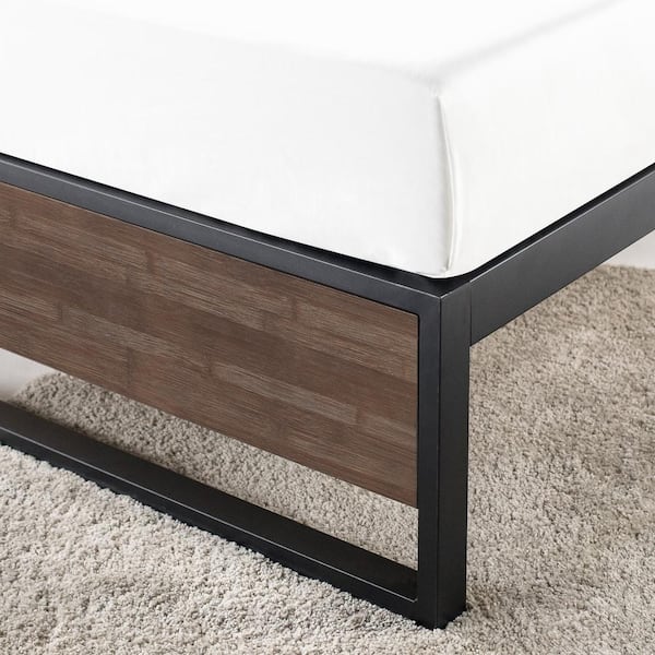 GOOD DESIGN Winner Suzanne Grey Wash Queen 14 in. Bamboo and Metal Platforma Bed Frame