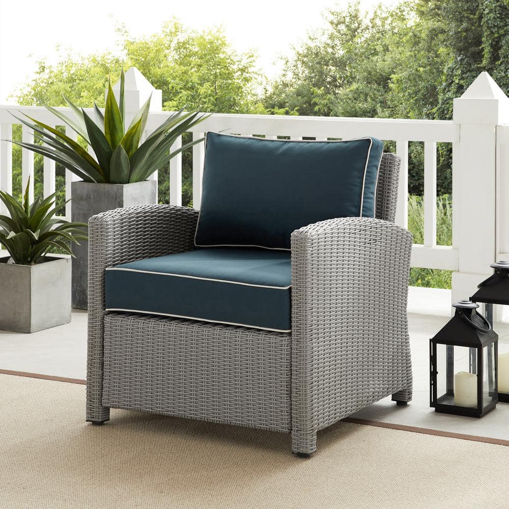 Bradenton Deep Seating Outdoor Armchair with Navy Cushions