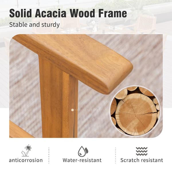 PHI VILLA Brown Acacia Wood Outdoor Dining Chair (4-Pack) THD2-PV