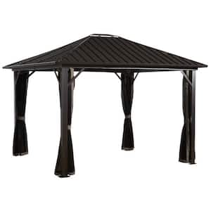 12 ft. D x 12 ft. W Genova II Double-Roof Aluminum Gazebo with Galvanized Steel Roof Panels and Mosquito Netting