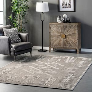 Theresa Textured Southwestern Gray 7 ft. x 9 ft. Transitional Area Rug