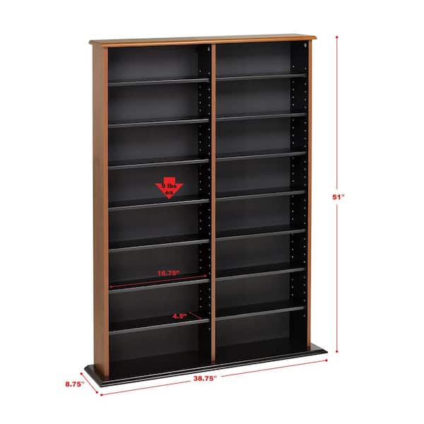 Prepac Cherry and Black 2-Column Tall Storage Cabinet CD Rack, CD
