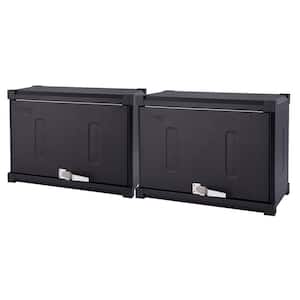 PRO 28 in. W x 20 in. H x 14 in. D 18-Gauge Steel Wall Cabinet in Black (2-Piece)
