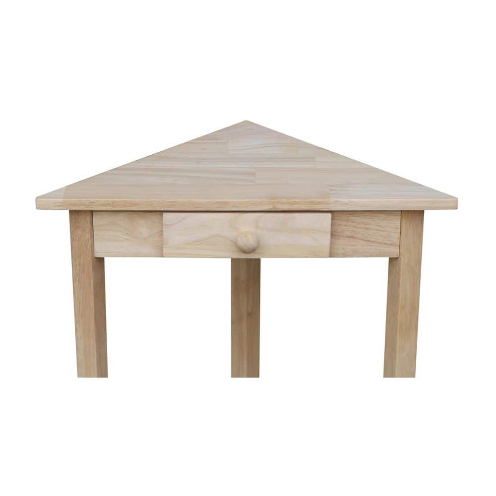 Classic Unfinished Solid Parawood Corner End Table with Storage