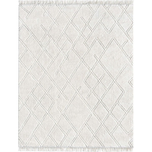 Marina Firth Modern Solid Shag, Ivory 5 ft. 3 in. x 7 ft. 3 in., Area Rug