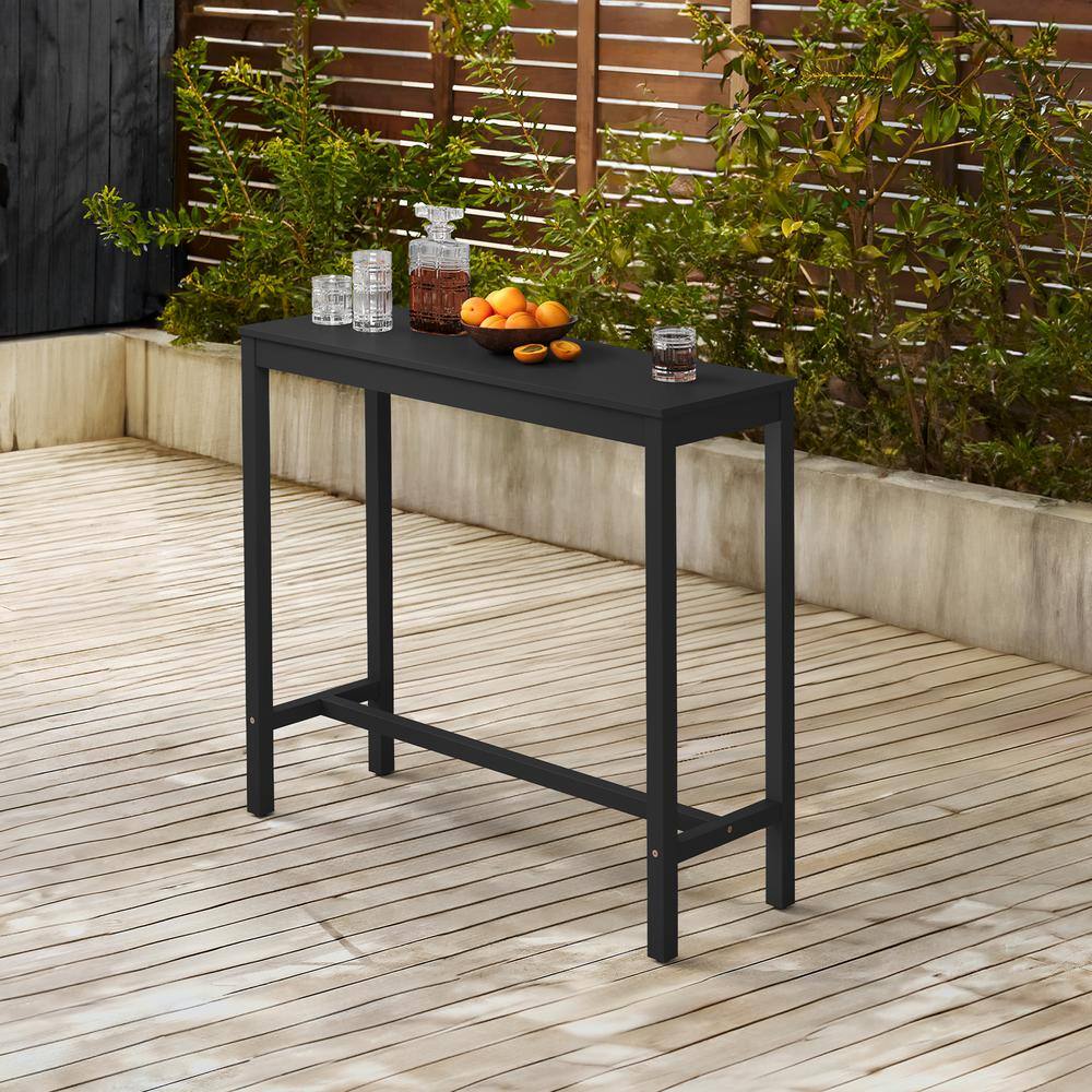 45" Black Acacia Wood Counter Height Bar Table
