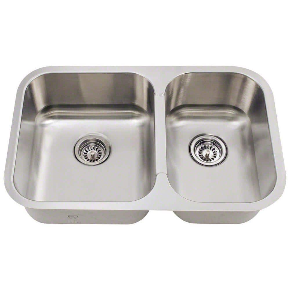 Polaris Sinks Undermount Stainless Steel 28 In Double Bowl Kitchen Sink Pl035 The Home Depot