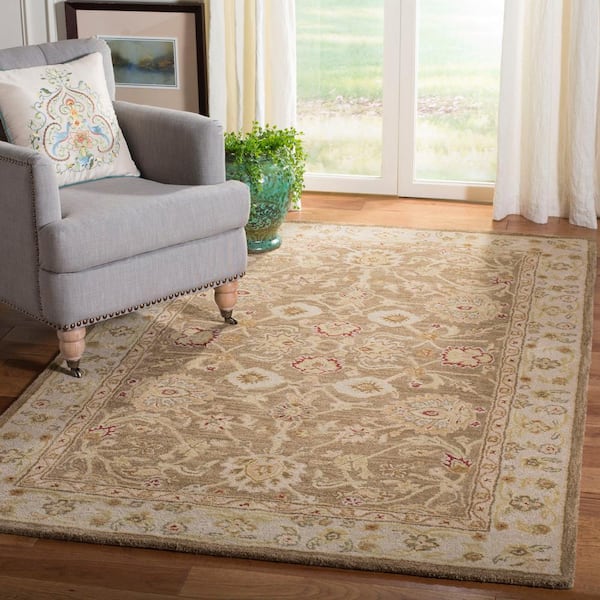 Anatolia Tan/Ivory 8 ft. x 8 ft. Square Border Area Rug