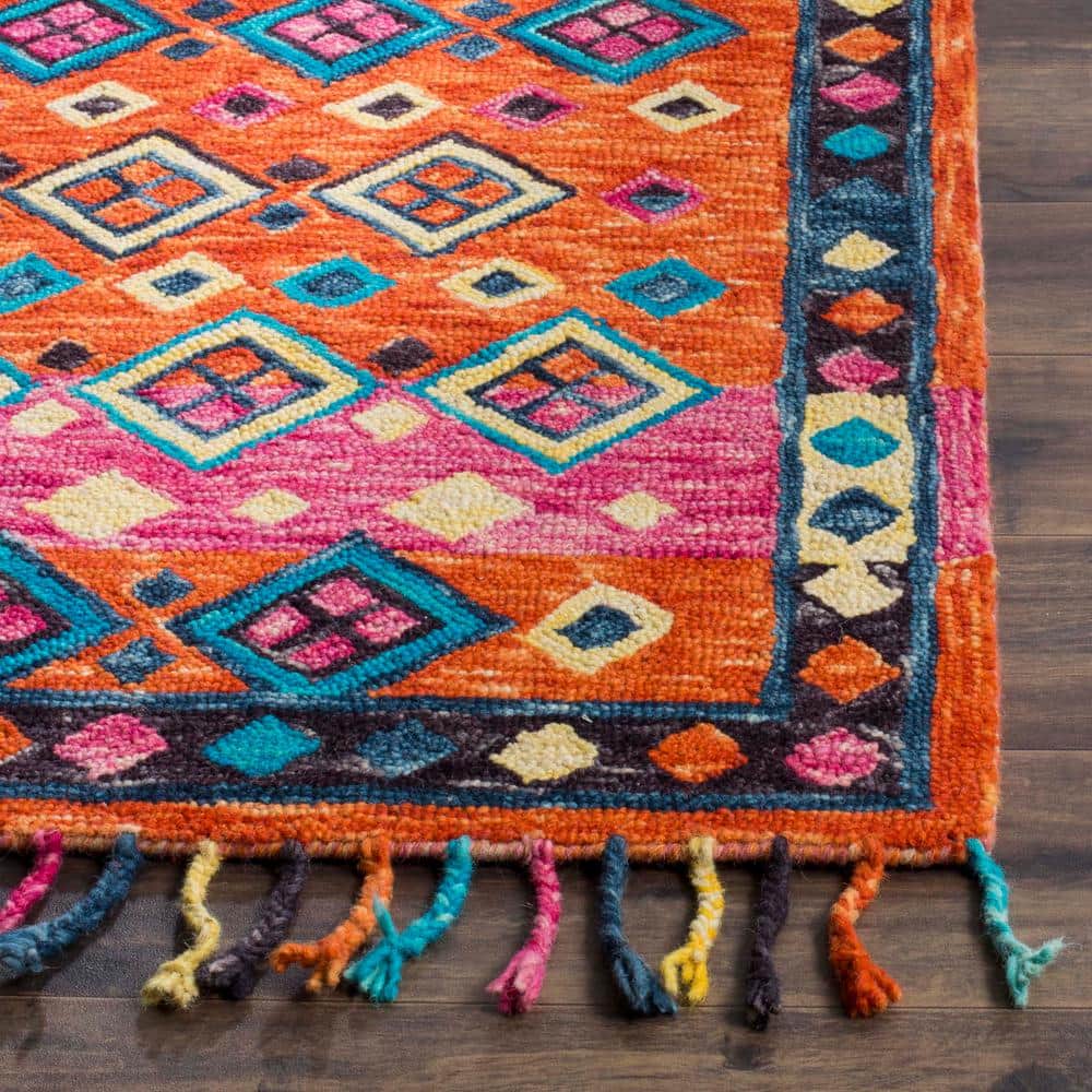 Bohemian Bliss Red and Fuchsia Hand-Tufted Wool Area Rug