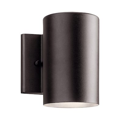 Independence 7 in. 1-Light Textured Architectural Bronze Integrated LED Outdoor Wall Cylinder Light